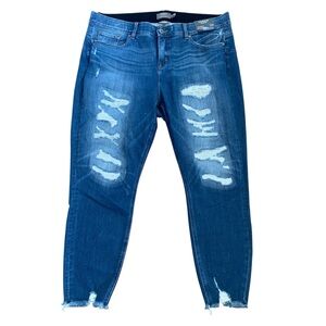 Torrid Distressed Ankle Jeans in Deep Blue